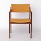 Fauteuil Thonet vintage, années 1970-1980, structure en teck, revêtement en tissu pêche