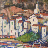 Fishing village with boats
