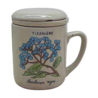 Vintage sandstone teapot on the theme of botany - elderberry