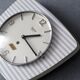 Vintage ceramic clock silent wall clock "Bayard white blue silver"