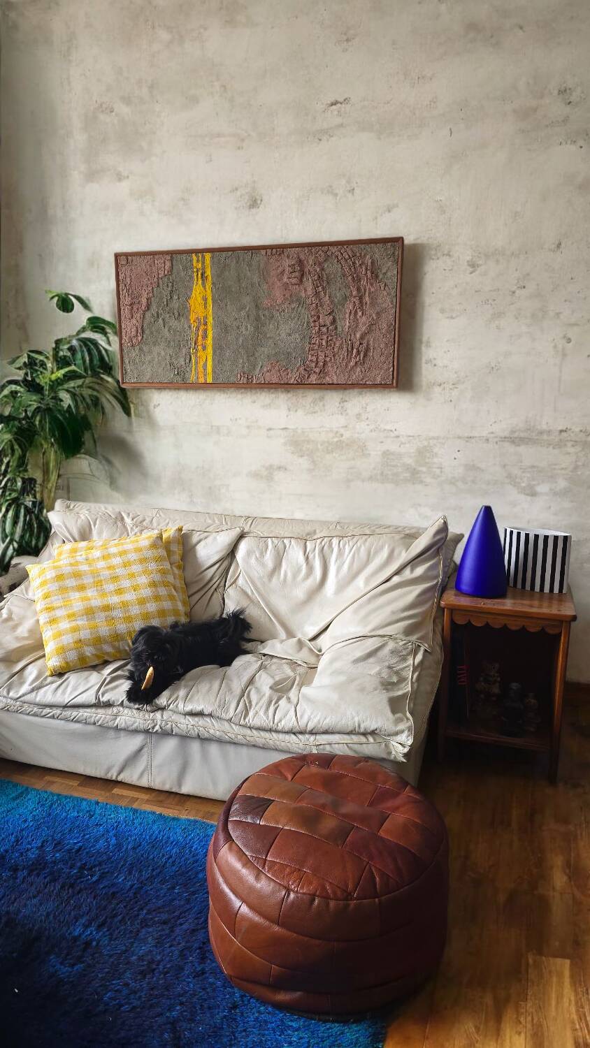 Lampe moderniste années 80 90 bleu cobalt bleu klein Verre de Vianne