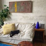 Lampe moderniste années 80 90 bleu cobalt bleu klein Verre de Vianne