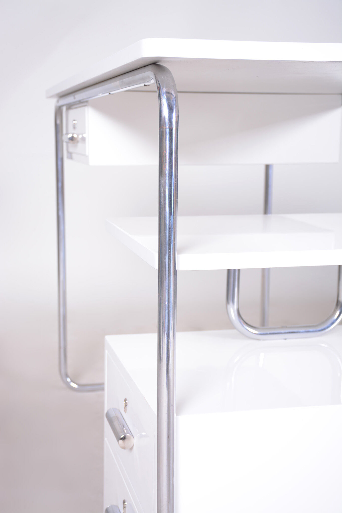 White Bauhaus writing desk made in 1930s Germany - Restored