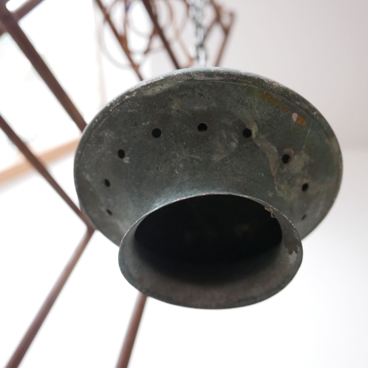 Verdigris Mid-Century Metal Hanging Pendants