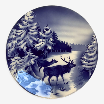 Old blue plate fir deer doe Villeroy and Boch