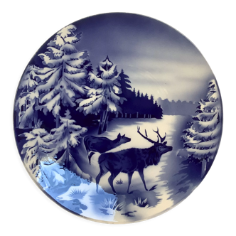 Old blue plate fir deer doe Villeroy and Boch