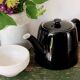 Teapot or tisanière in vintage black ceramic