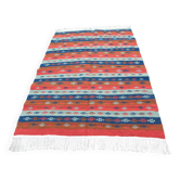 Tapis kilim berbère Tunisien authentique artisanale en Laine Orange