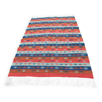 Tapis kilim berbère Tunisien authentique artisanale en Laine Orange
