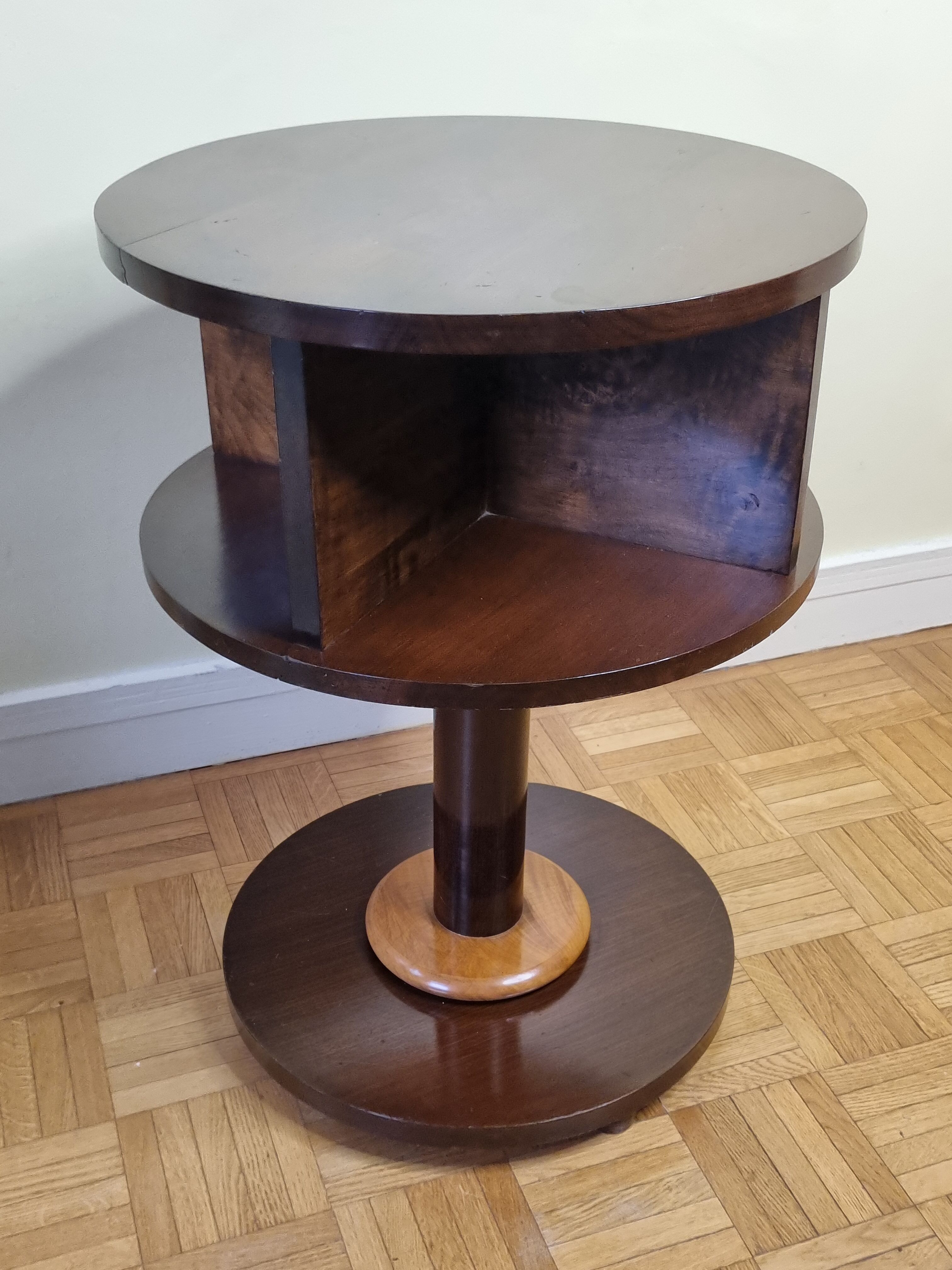 Solid wood pedestal table in Art Deco style