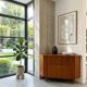 Scandinavian corner unit in teak from the 1960s.