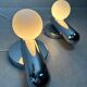 2x vintage design wall lamps – chrome and opaline