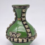 Antique green glazed ceramic vase with relief decoration – Europe