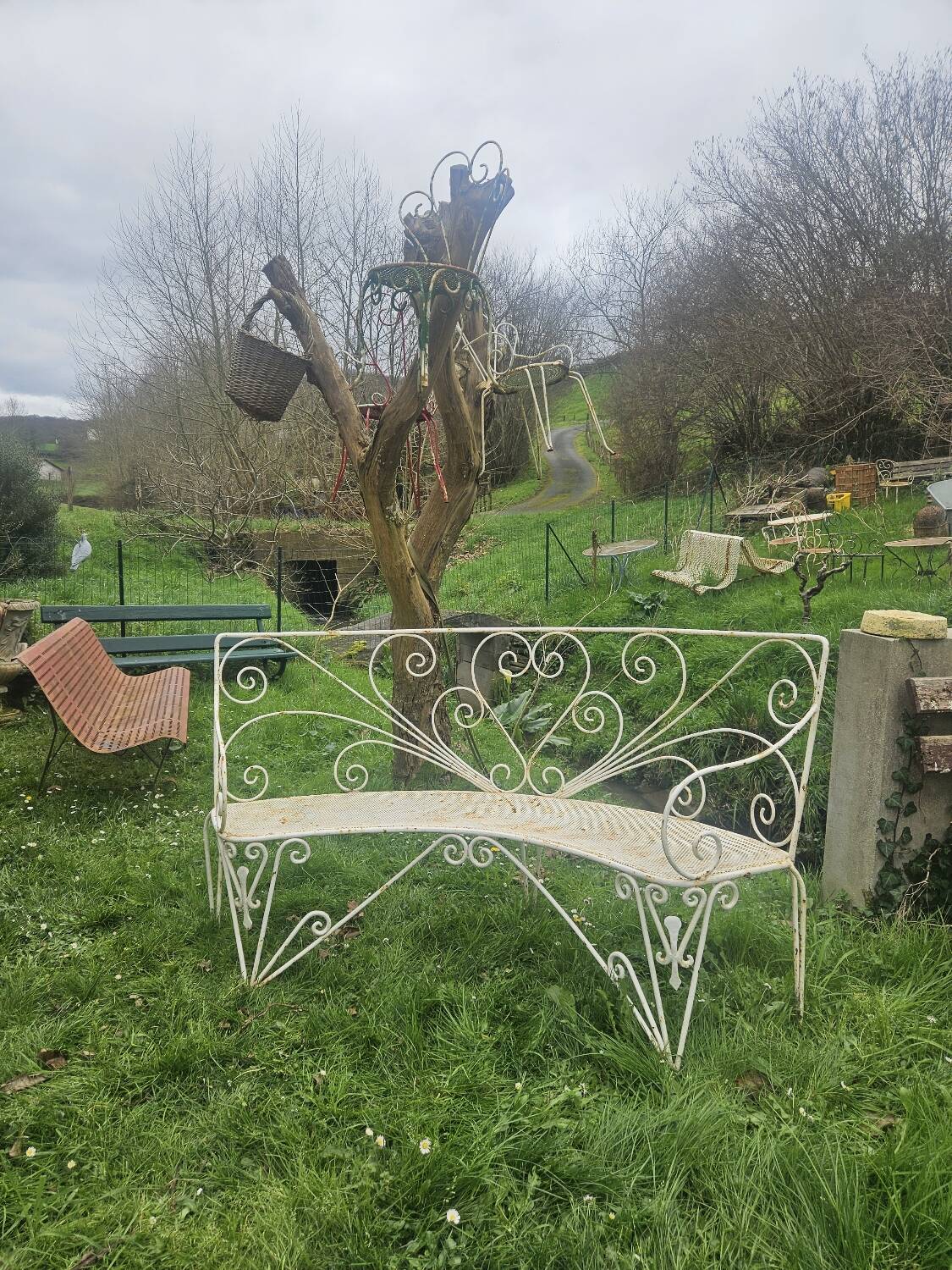 Antique Banquette Fer Forgé XIXeme / XXeme