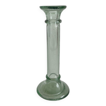 Bougeoir droit en verre moulé vintage