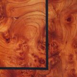 Square coffee table in elm burl, 1980