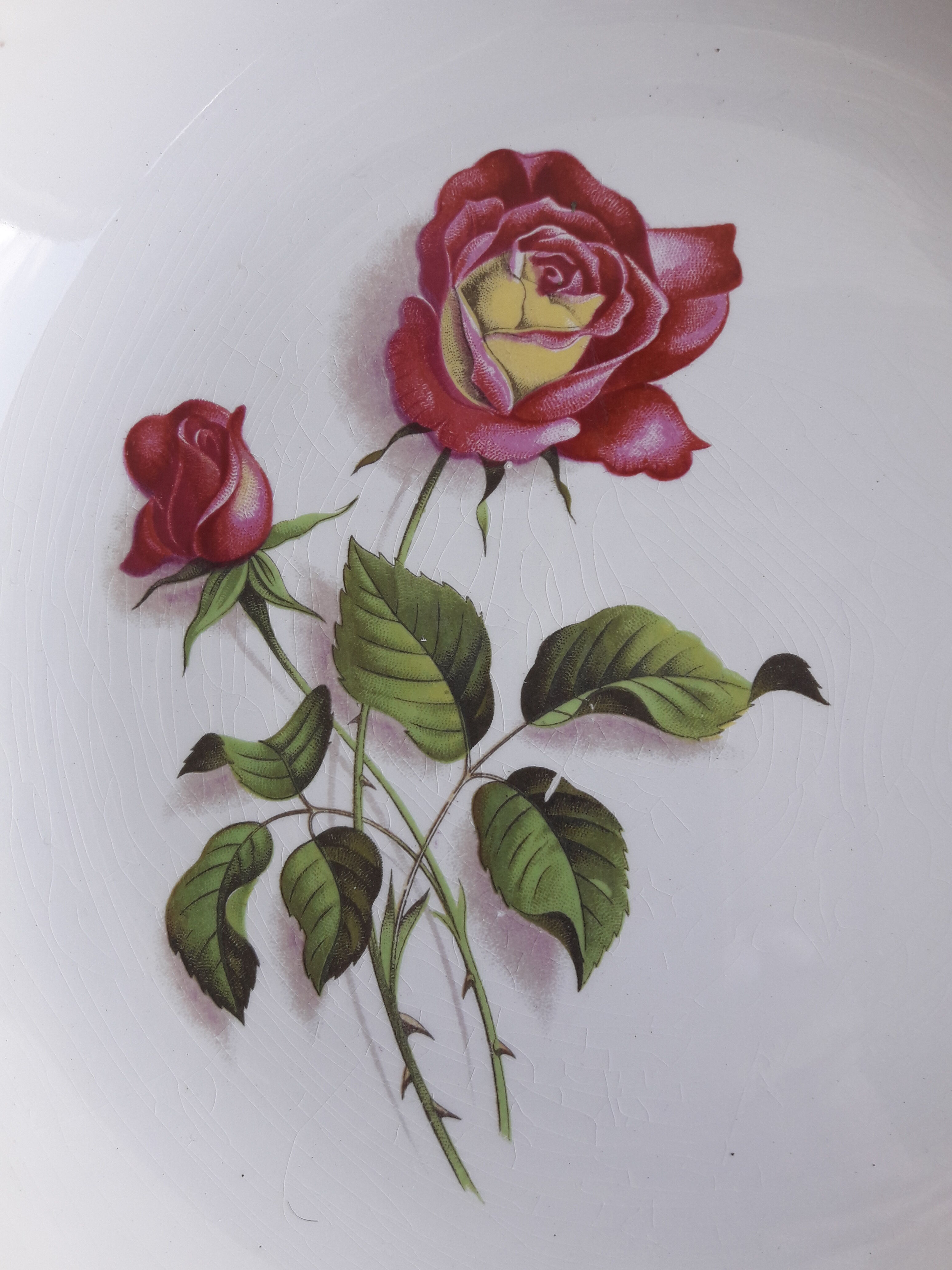 Hollow round dish in earthenware the almond tree 8996 pink patterns diam 28 cm