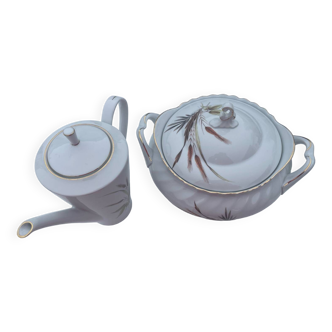 Porcelain tureen and coffee pot