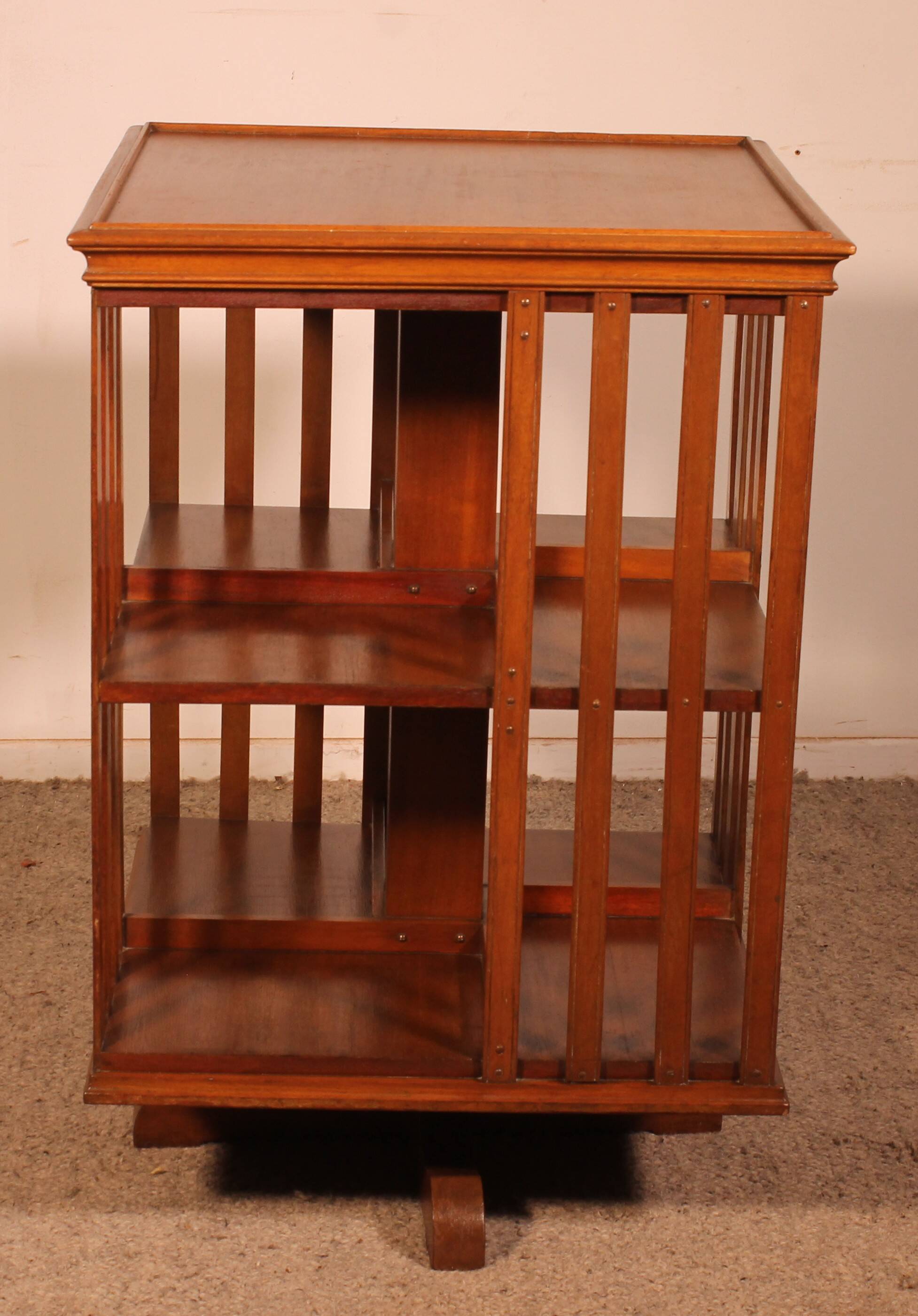 Rotating library in blonde mahogany