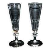Set of 2 antique cut crystal champagne flutes from Baccarat 1900