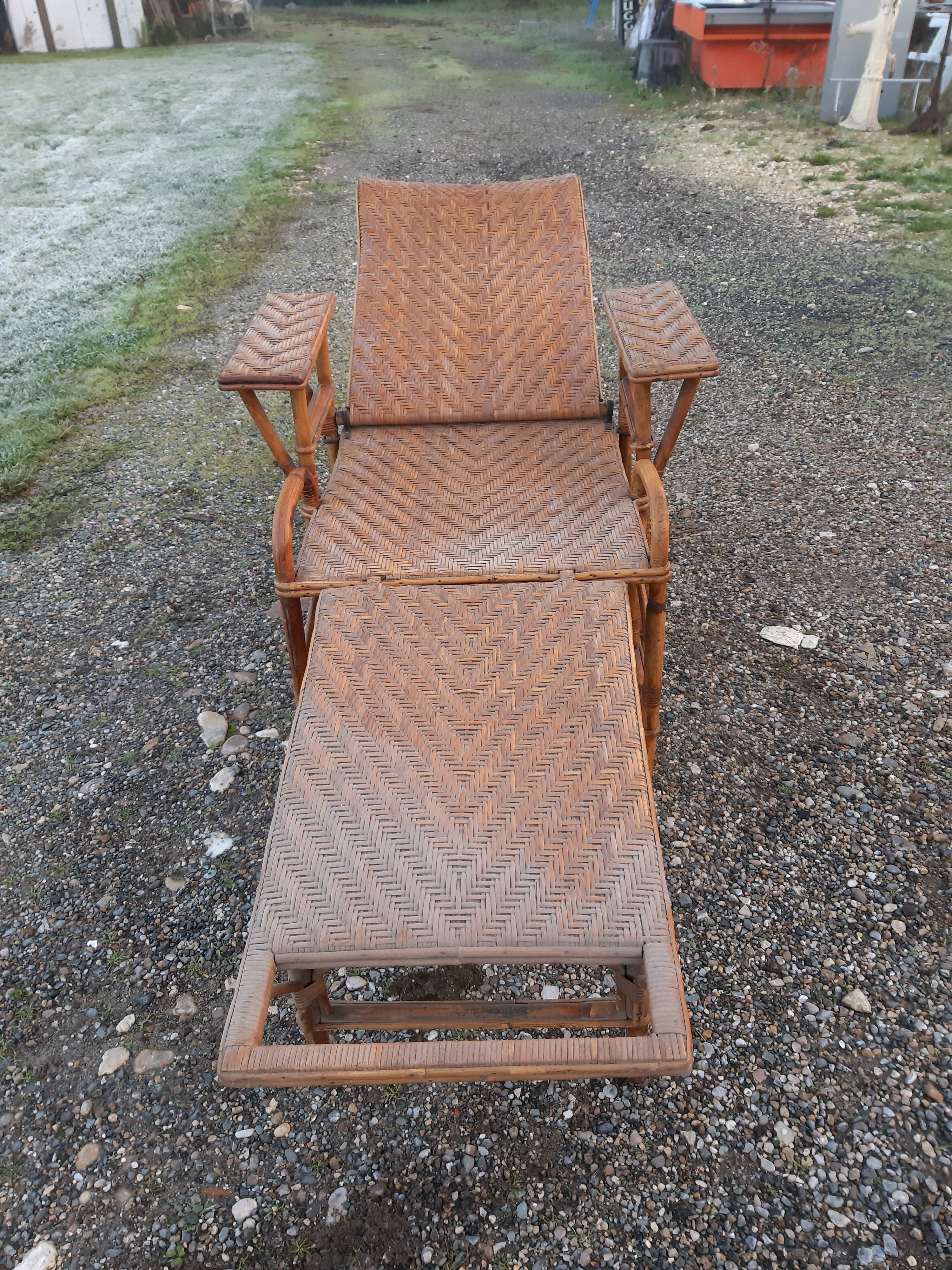 Long Bamboo and rattan chair 1900