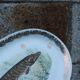 Large French porcelain dish L.C – Painted pike & gilded frieze