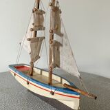 Brick Schooner Giraud Sauveur, wooden dock sailboat, metal keel