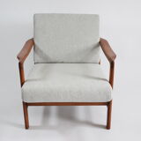 Original scandinavian armchair 60s, designer Z. Baczyk, delicate grey color, teak wood