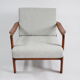 Fauteuil scandinave original des années 60, designer Z. Baczyk, couleur grise délicate, bois de teck