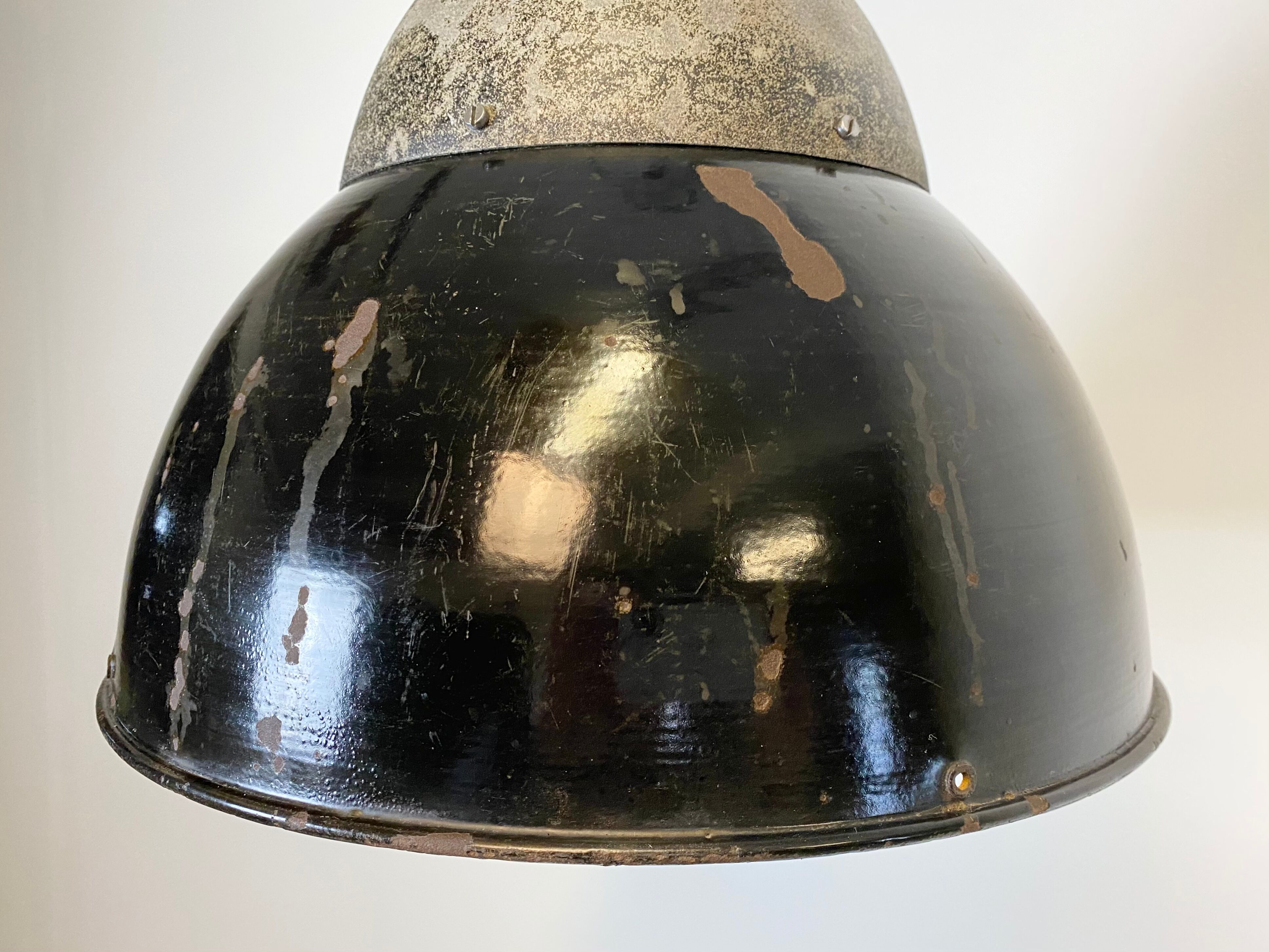Vintage Black Enameled Hanging Lamp, 1930s
