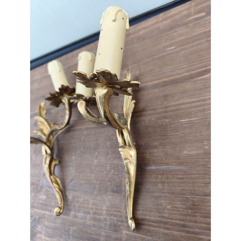 Pair of bronze wall sconces