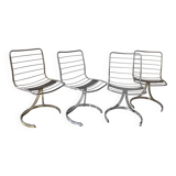 Set of 4 vintage chairs, chromed metal, France 1970