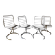 Set of 4 vintage chairs, chromed metal, France 1970