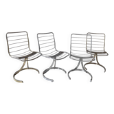 Suite de 4 chaises vintage, métal chromé , France 1970