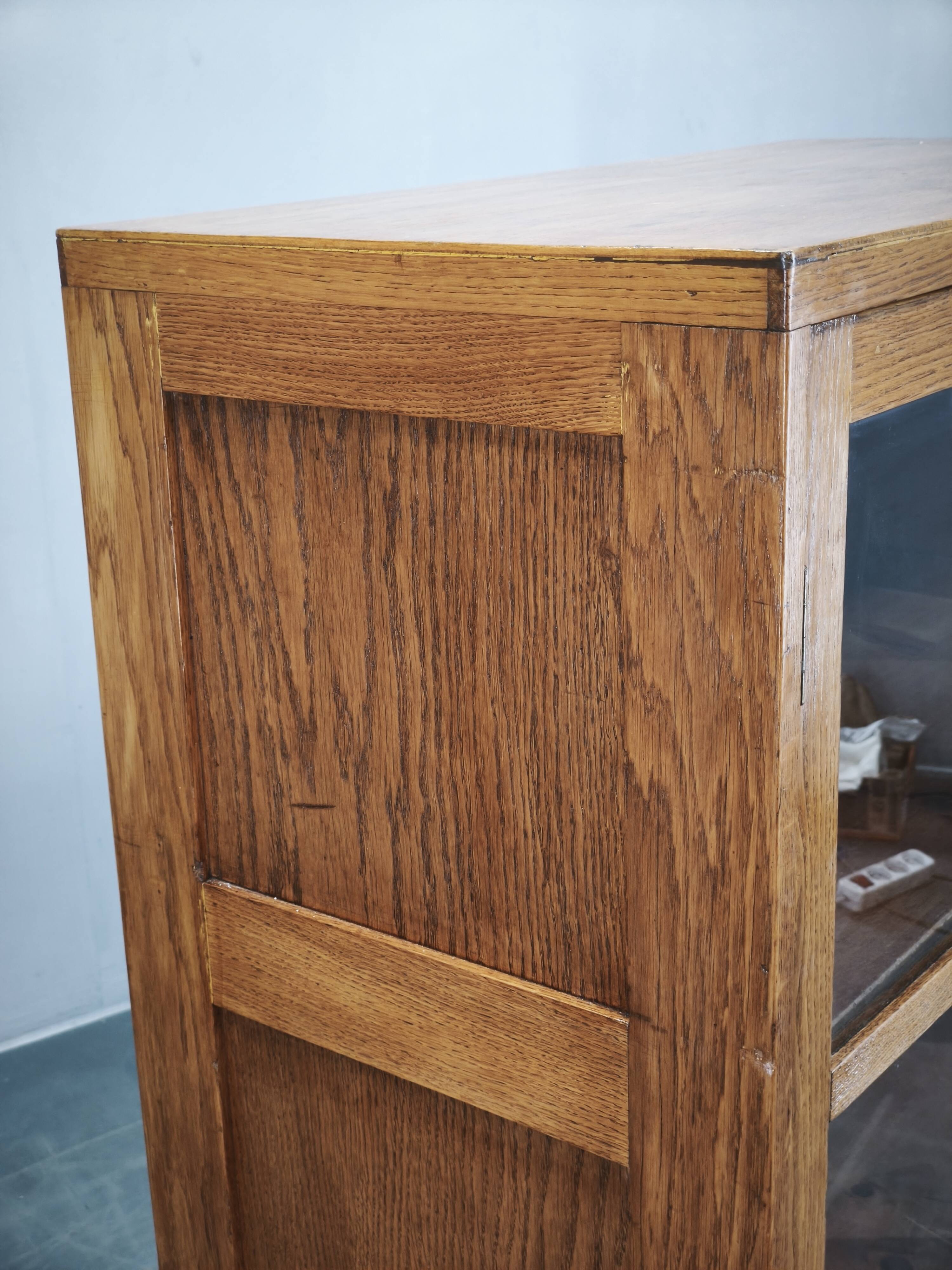 1930s Czech Oak Glass Bookcase from a Baťa Factory