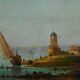 Tableau "Sailboats on the Mediterranean", oil on panel, French school of the 19th century.