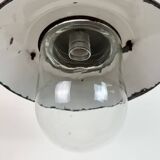 Green Enamel and Cast Iron Industrial Pendant Light, 1960s