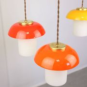 Mid-Century Glass and Brass Mushroom Pendant Lamps, Set of 3