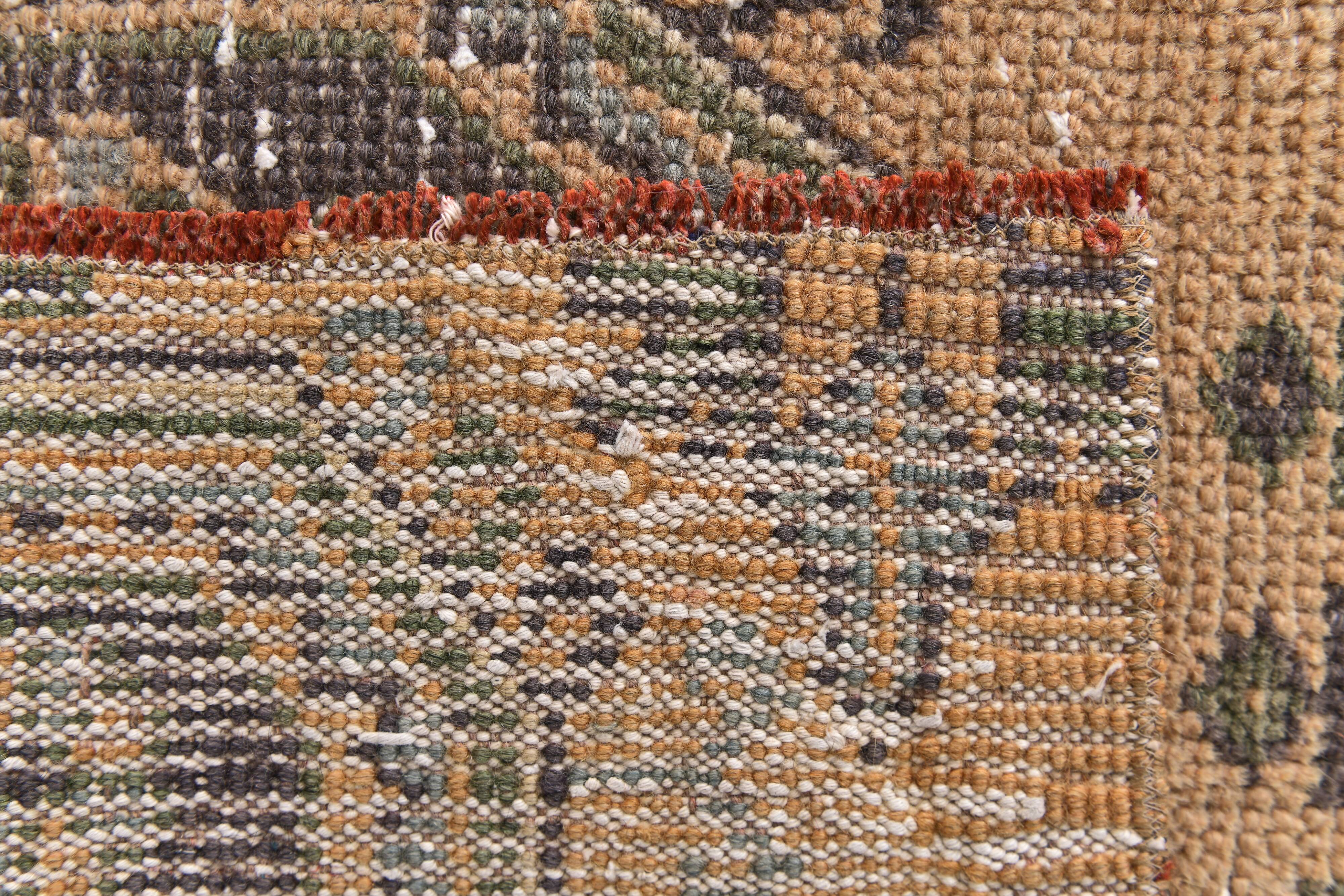 3x9 Mustard Light Blue Turkish Runner Rug 79x280Cm