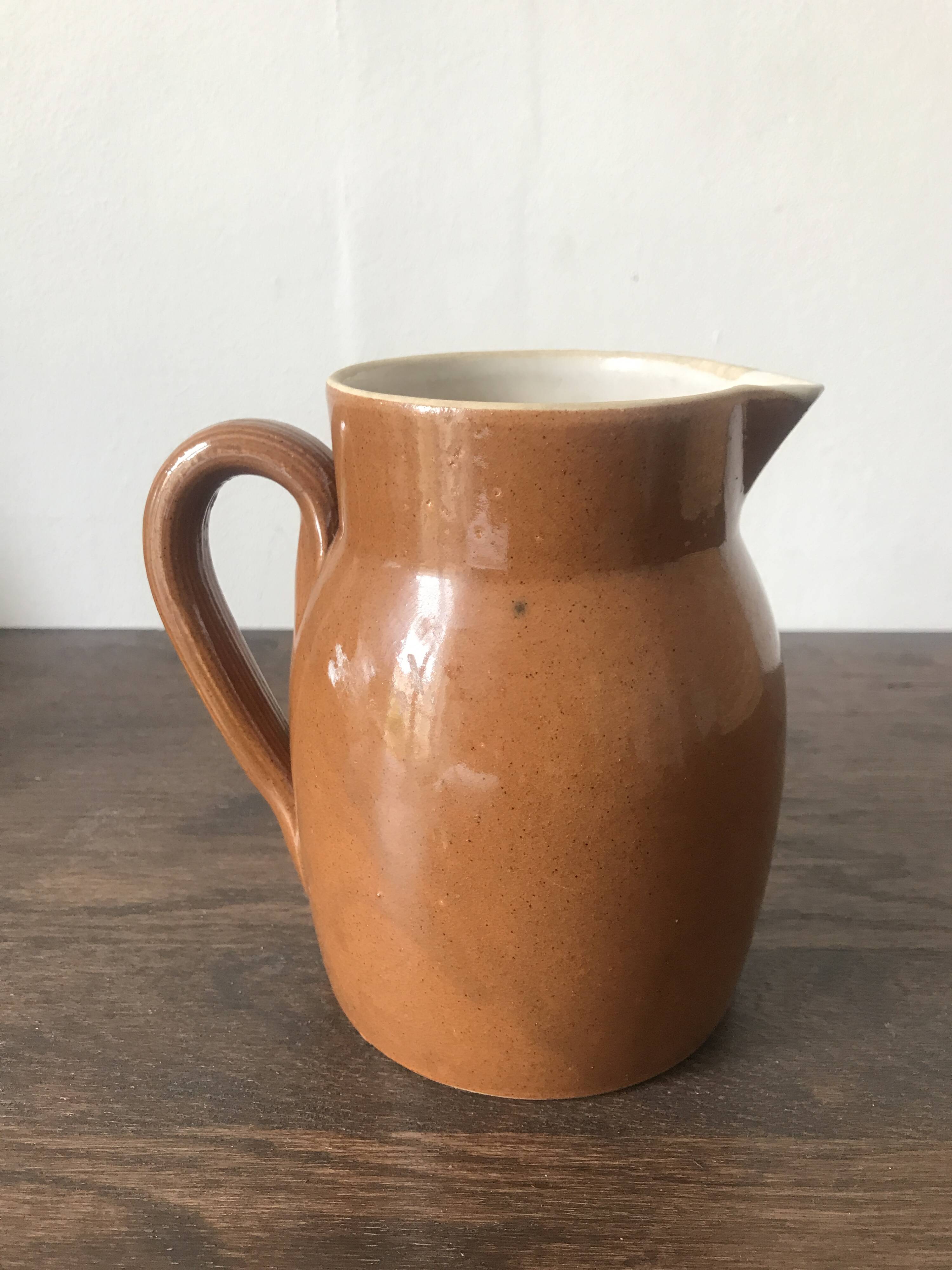 Set of 3 glazed stoneware jugs