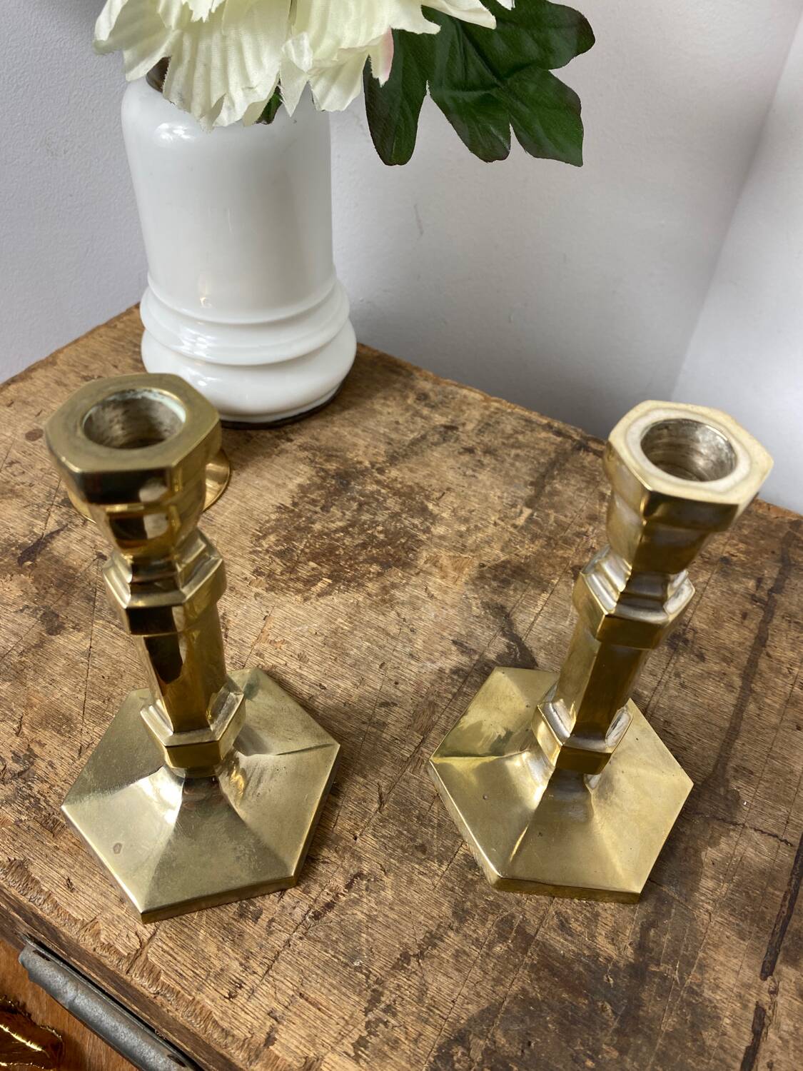 Pair of brass candlesticks