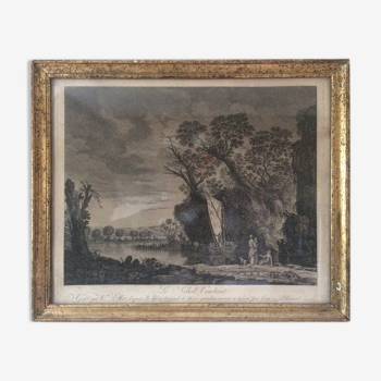 Tableau gravure ancienne le soleil couchant