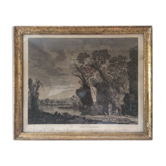 Ancient engraving painting: the setting sun