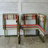 Vintage metal and canvas folding camping chairs
