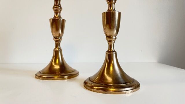 Pair of Scandinavian candle holders by scandia malm, Sweden