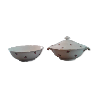 Soupiere et saladier demi porcelaine, K&G Luneville, années 50/60