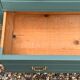 Old grey green high chest of drawers H160