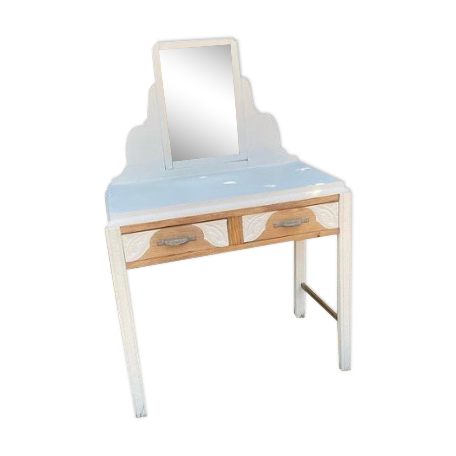 Art deco dressing table restyled in white and wood