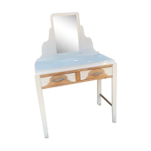 Coiffeuse art déco relookée en blanc et bois