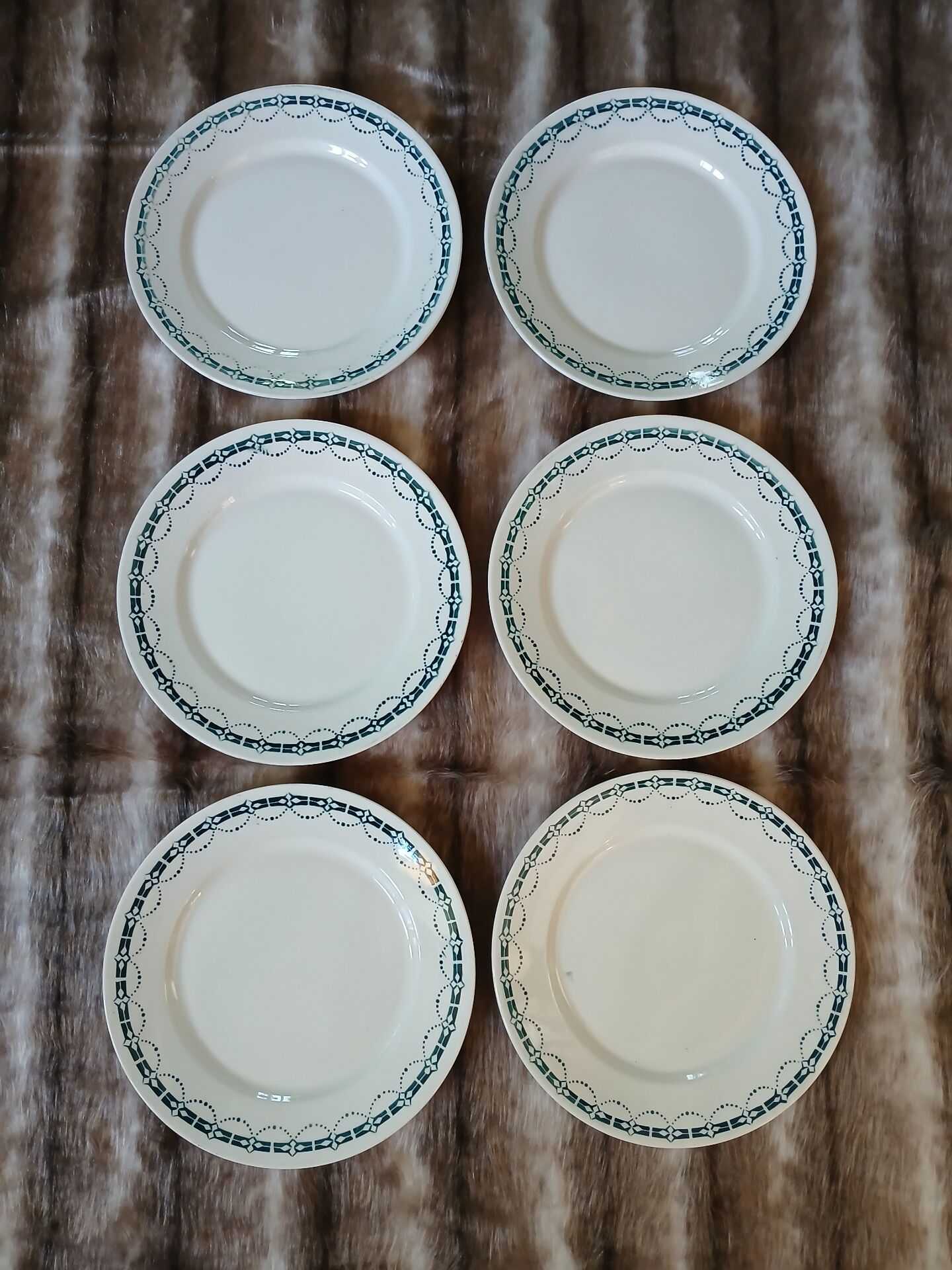 6 assiettes plates anciennes en Terre de fer